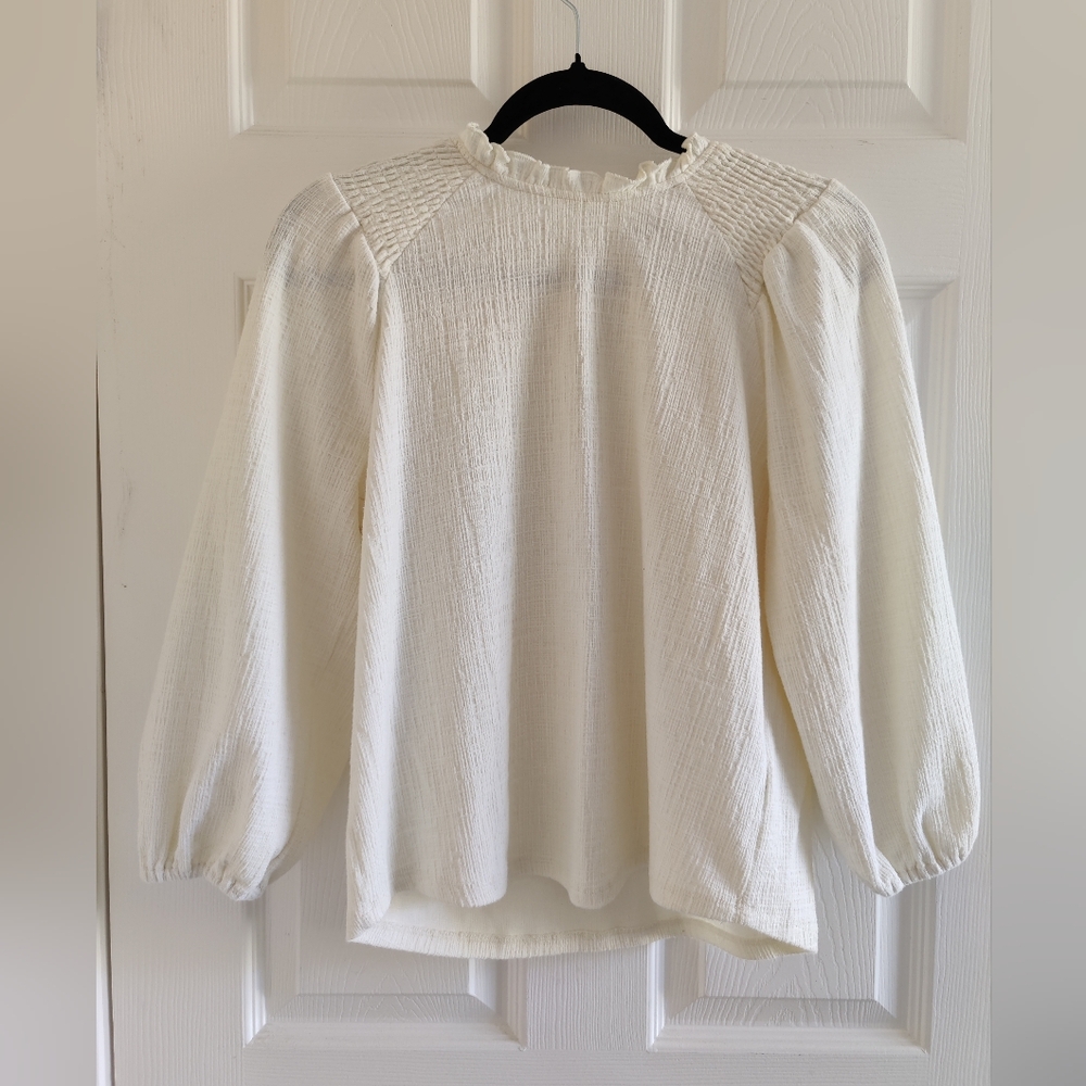 ANTHROPOLOGY Current Air Cream Textured Long Sleeve